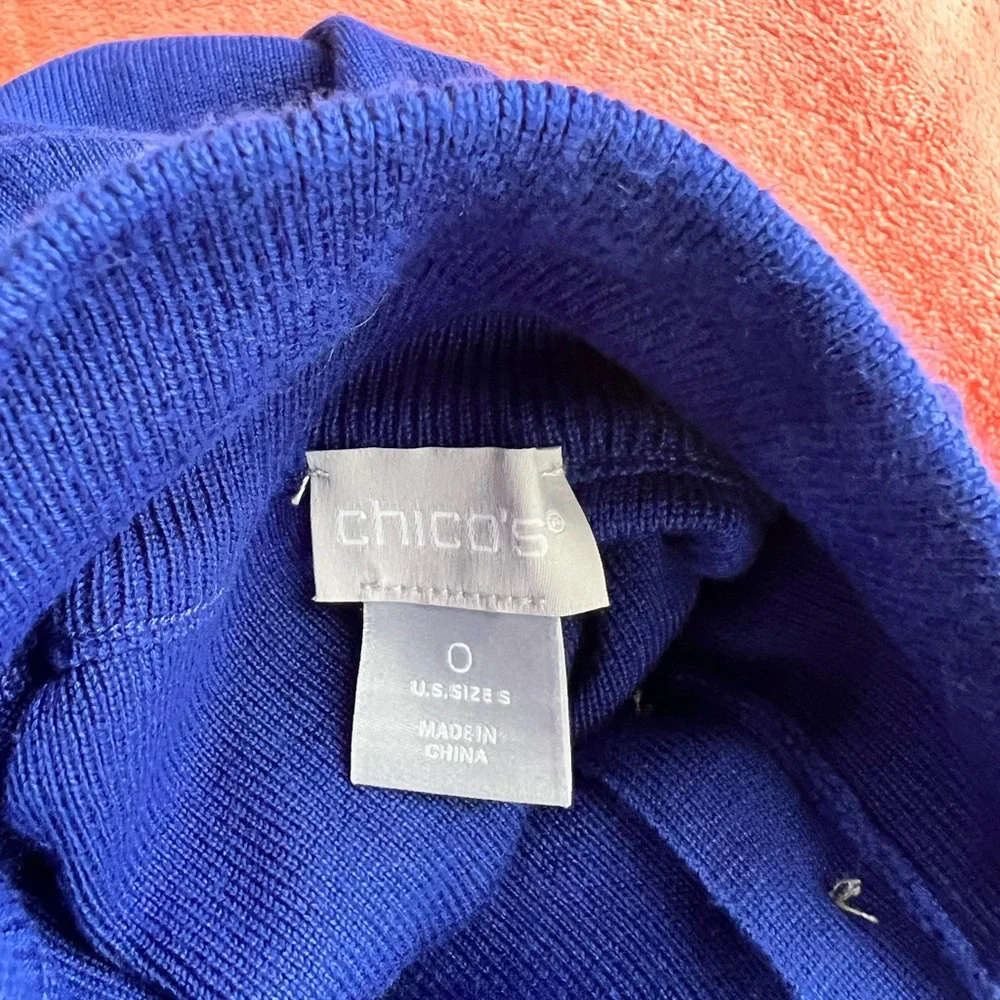 Chico's Sapphire Blue Turtleneck Sweater NWT Size Small - Picture 6 of 8